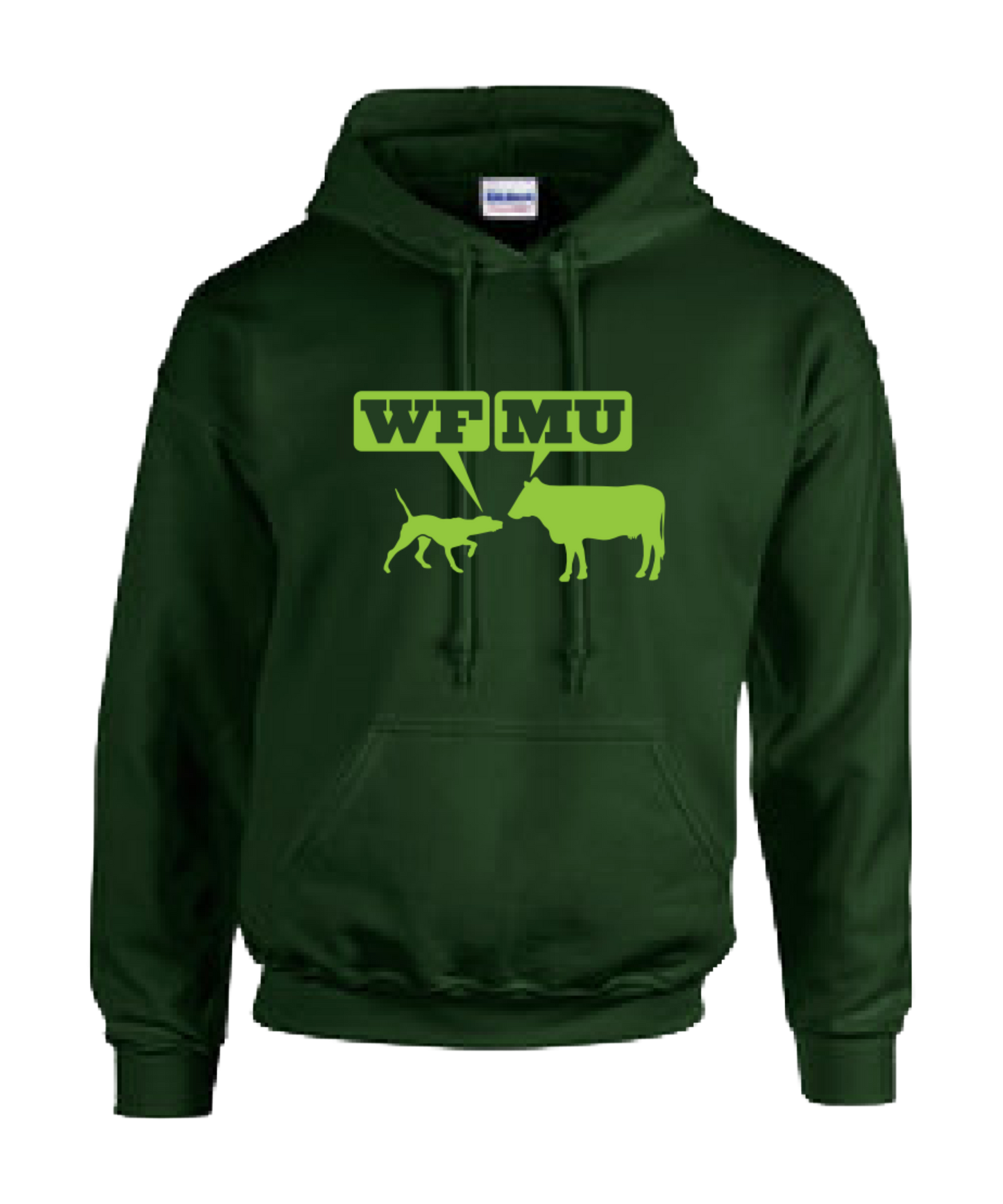 Limited Edition and Almost Gone! Hunter Green Woof-Moo Hoodies
