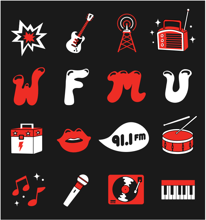 WFMU Red and White Grid T-Shirt