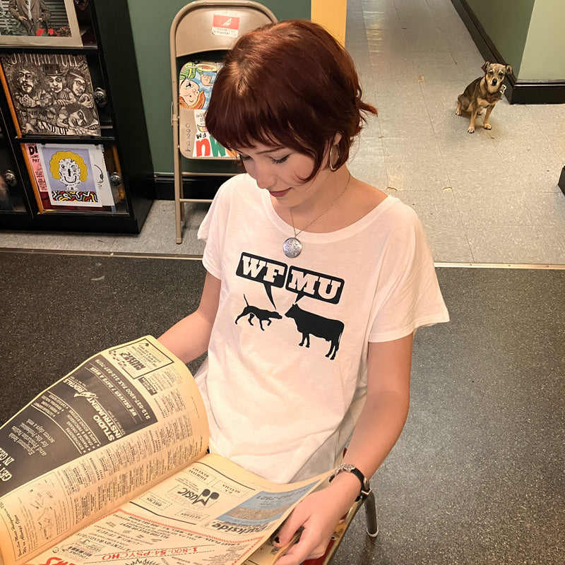 The Classic! Woof-Moo Black Print on White T-Shirt