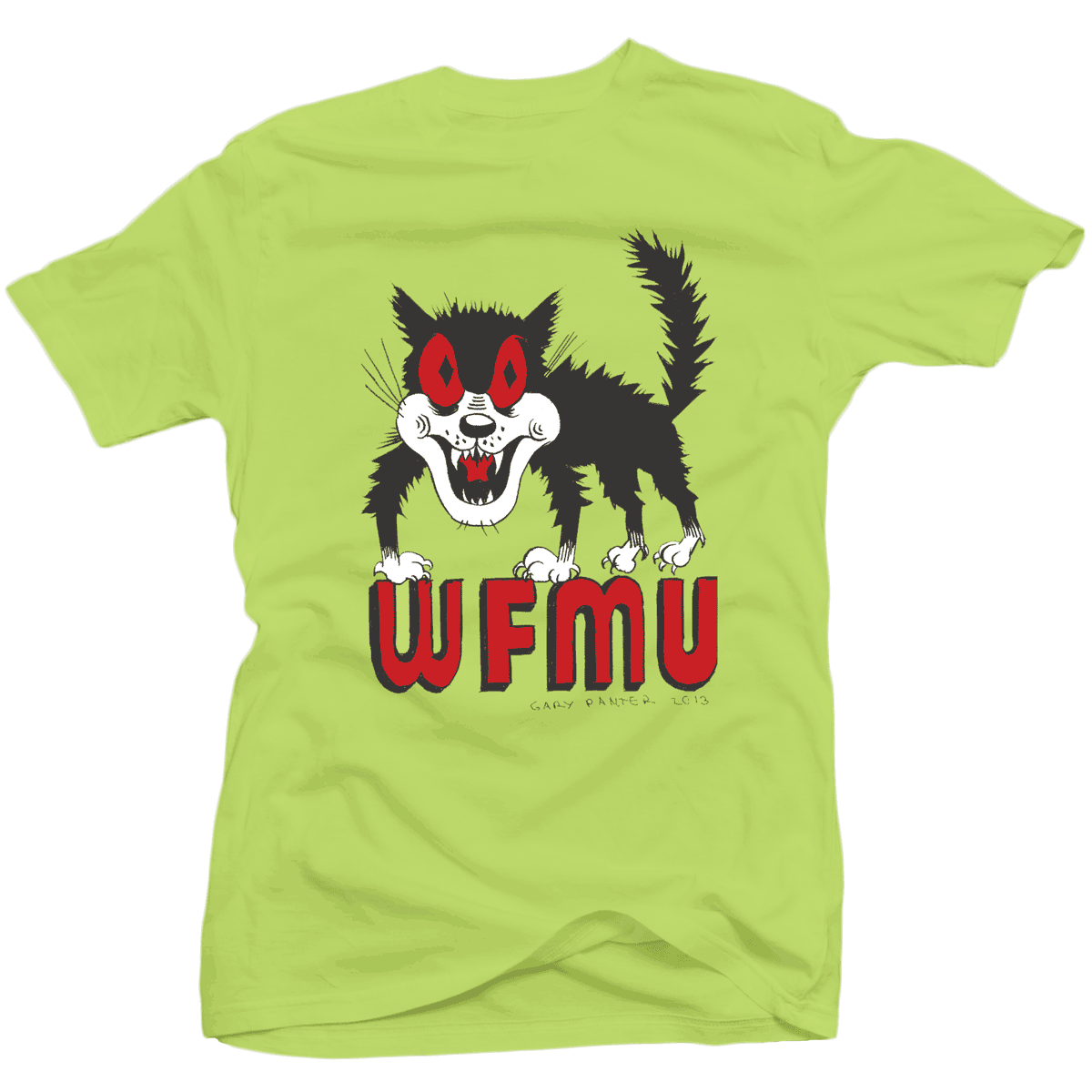 Gary Panter Scary Cat Shirt in Lime Only S and XXL Left WFMU STORE