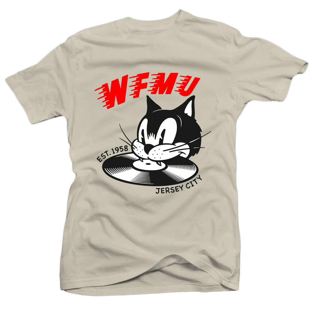 LIMITED RUN! Hungry Cat on a Sand-Colored T-Shirt - Only 6 Medium Available