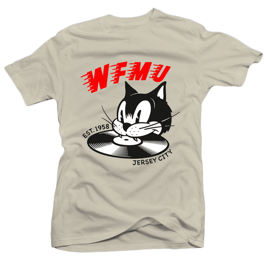 LIMITED RUN! Hungry Cat on a Sand-Colored T-Shirt - Only 6 Medium Available