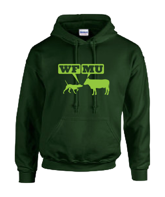 Limited Edition and Almost Gone! Hunter Green Woof-Moo Hoodies