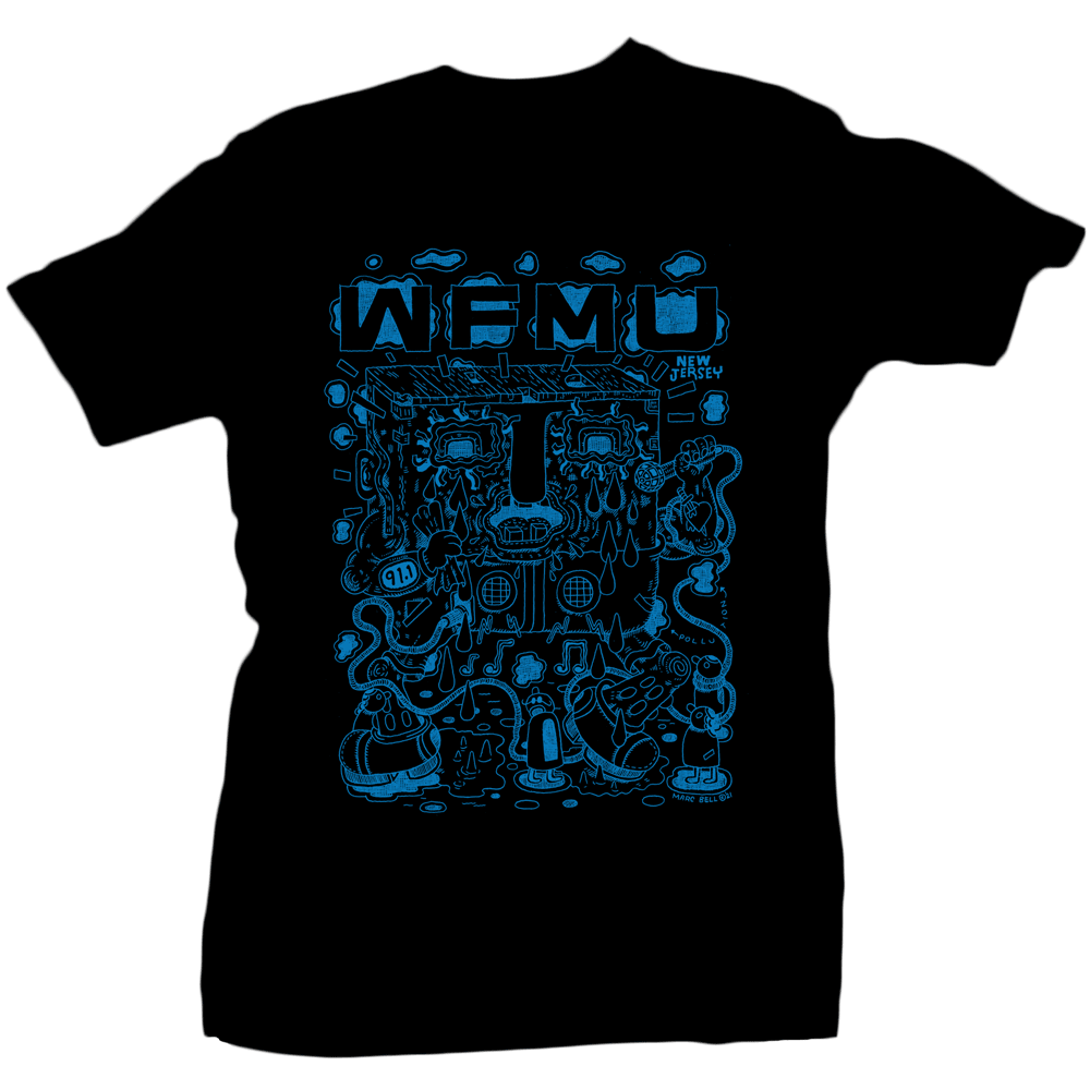 One-of-a-Kind! Scaryoke Shirt - Reflex Blue Ink on Medium Black T-Shirt