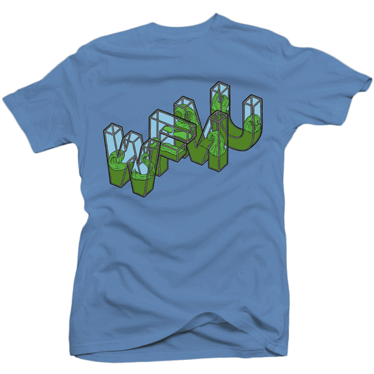 The WFMU Fluid Freeform T-Shirt in Blue - Large - One-of-a-Kind!