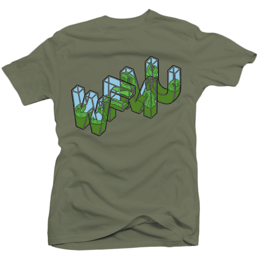 The WFMU Fluid Freeform T-Shirt in Olive - Large - One-of-a-Kind!