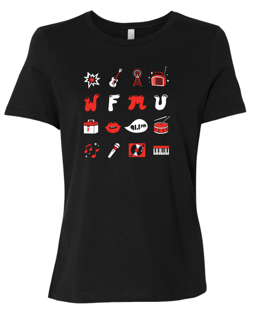 WFMU Red and White Grid T-Shirt