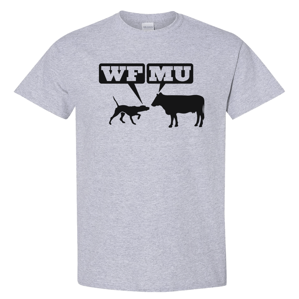 Limited Edition! Black Woof-Moo Logo Printed on Heavy Cotton Grey T-Shirt (Only XL)