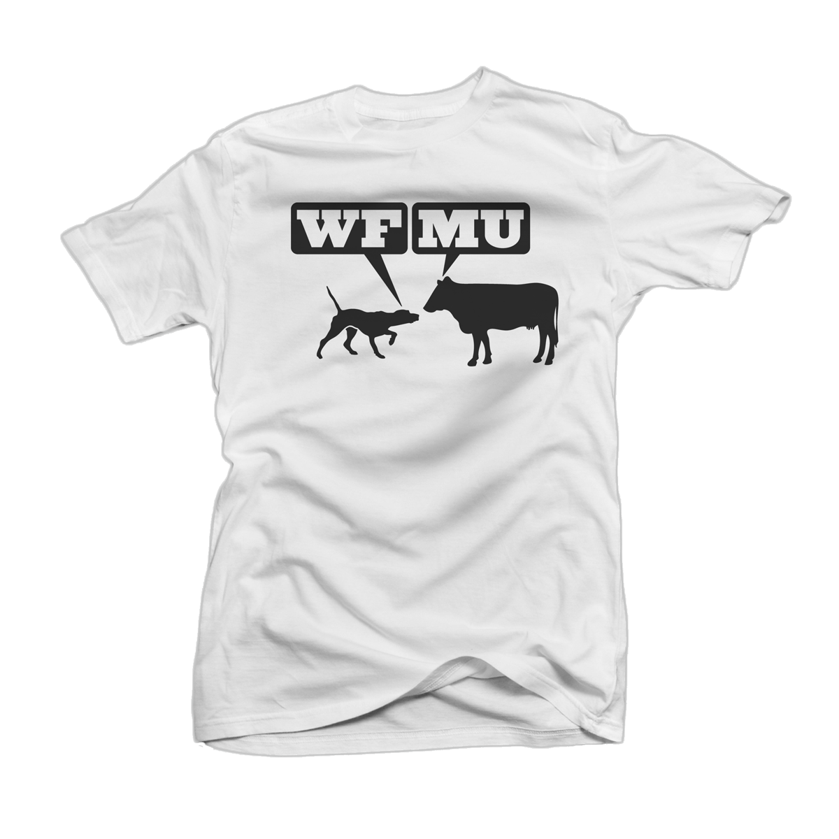The Classic! Woof-Moo Black Print on White T-Shirt