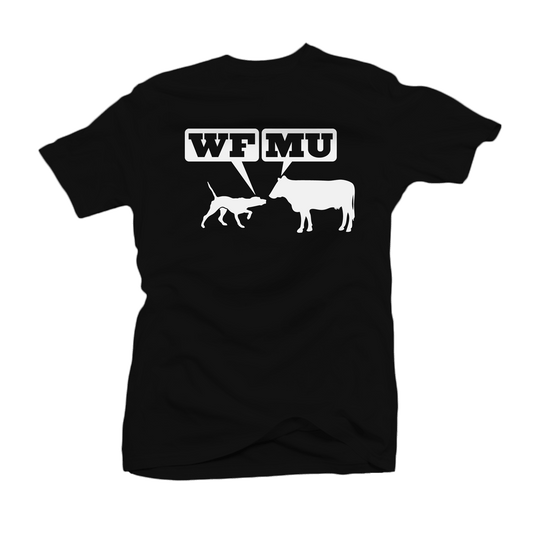Woof-Moo White Logo on Black T-Shirt (Youth 6/7)